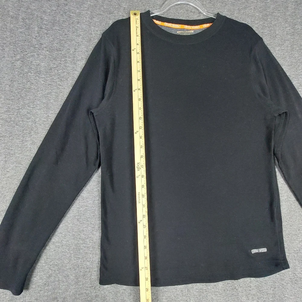 OMNI WOOL MENS BLACK POLYESTER WOOL BLEND LONG SLEEVE BASE LAYER TOP SIZE XL